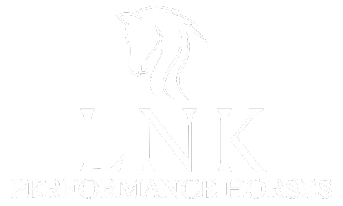 White logo of LNK Performance Horses